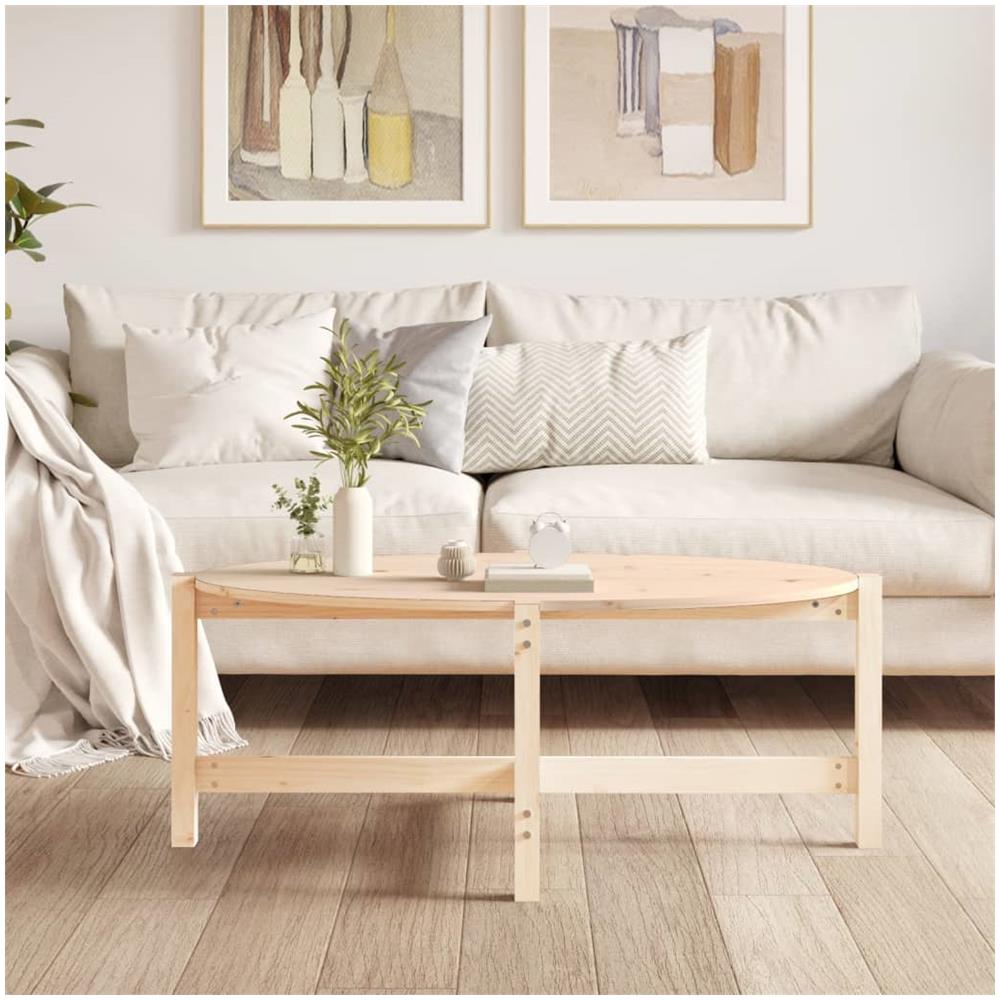 Tavolino Da Salotto 118x63x45 Cm In Legno Massello Di Pino - Foto 4