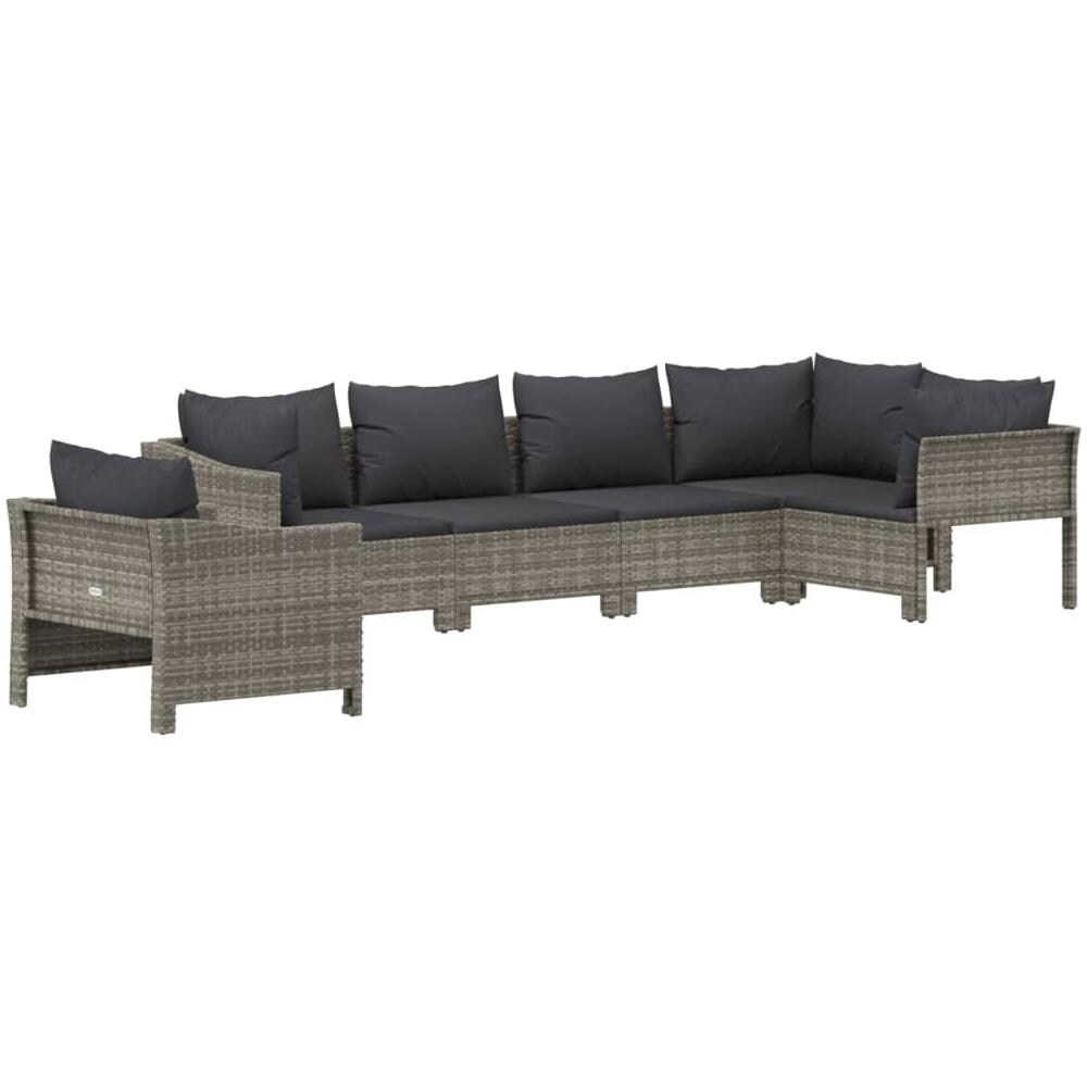 Set Divani da Giardino 6 pz con Cuscini in Polyrattan Grigio - Foto 3