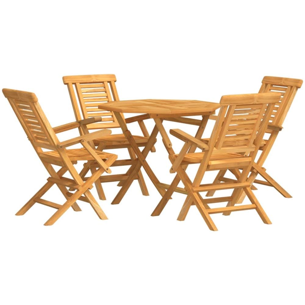 Set Da Pranzo Per Giardino 5 Pz In Legno Massello Di Teak - Foto 1