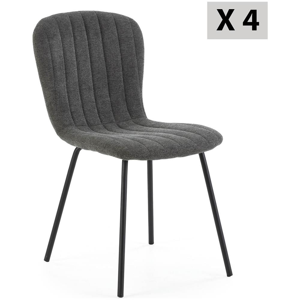 Pack 4 Sedie Lucky Rivestite In Tessuto Grigio Scuro - Foto 1