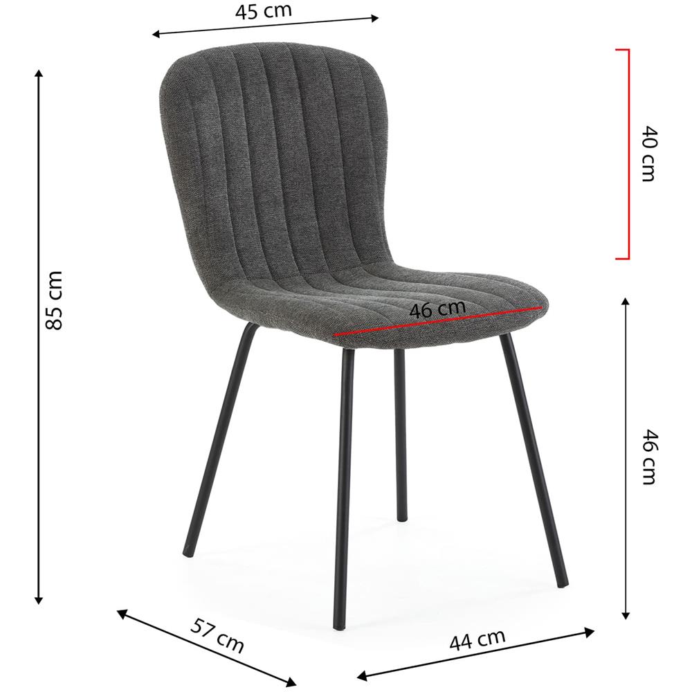 Pack 4 Sedie Lucky Rivestite In Tessuto Grigio Scuro - Foto 5