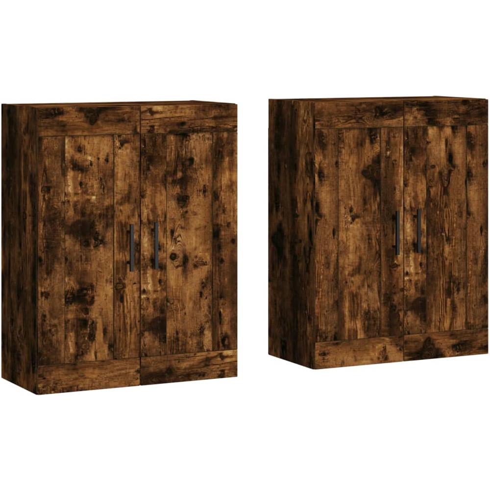 Armadietti A Parete 2 Pz Rovere Fumo In Legno Multistrato - Foto 1