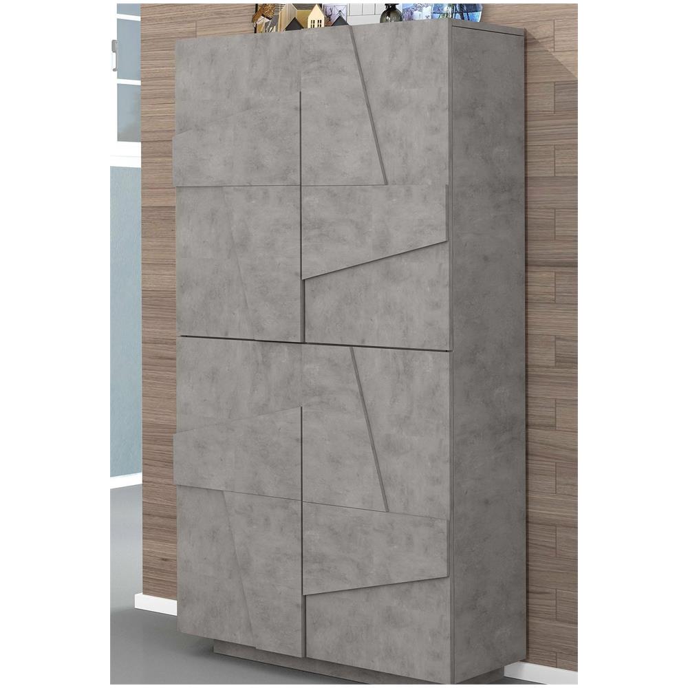 Scarpiera Orfeo, Mobile Multiuso A 4 Ante Battenti, Portascarpe Da Ingresso, 100% Made In Italy, Cm 81x38h167, Ardesia - Foto 1