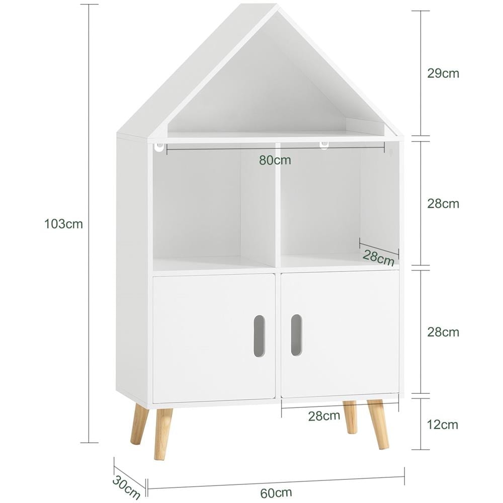 Libreria Per Bambini Scaffale Per Giocattoli Mensola Portaoggetti Mobili Per La Camera Dei Bambini Bianco 60x30x103cm Kmb58-w Sobuy - Foto 2
