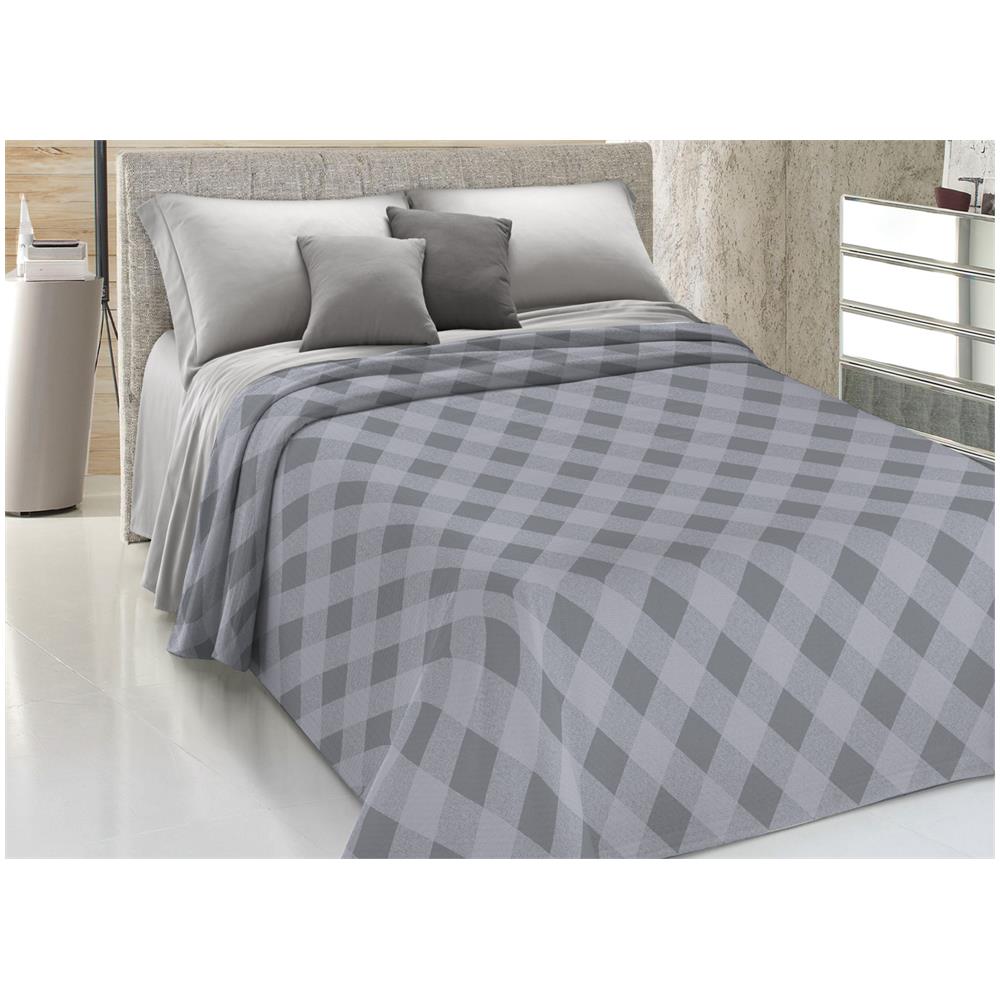 Copriletto Piquet Primavera Estate 100% Cotone Disegno Lovely Check Singolo Grigio - Foto 1