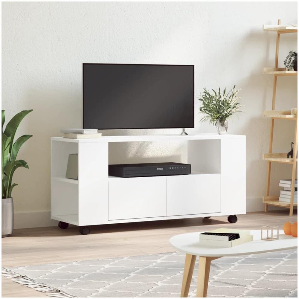 Mobile Porta Tv Bianco 102x34,5x43 Cm In Legno Multistrato - Foto 1