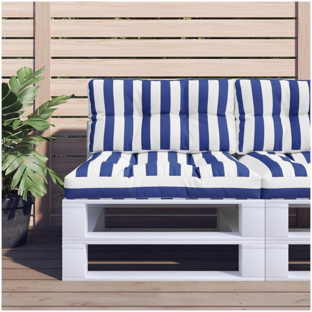 Cuscino Per Pallet Strisce Bianche E Blu 70x40x12 Cm In Tessuto - Foto 1