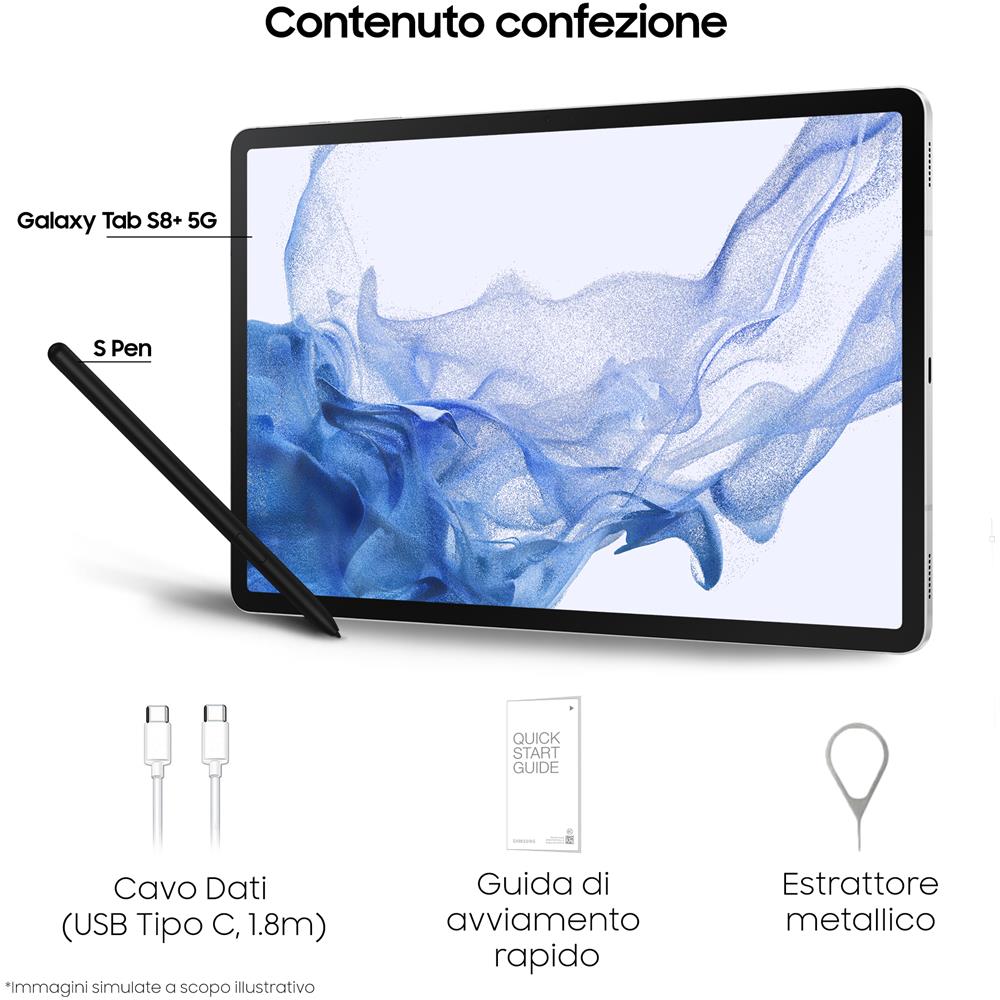 Galaxy Tab S8+ Tablet Android 12.4 Pollici 5G RAM 8 GB 128 GB Tablet Android 12 Silver [Versione italiana] 2022 - Foto 16