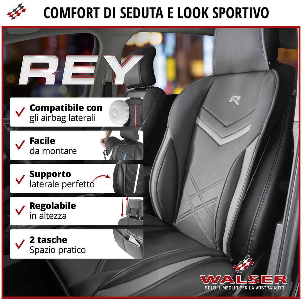 Coprisedili Per Auto Rey Nero /grigio - Foto 2