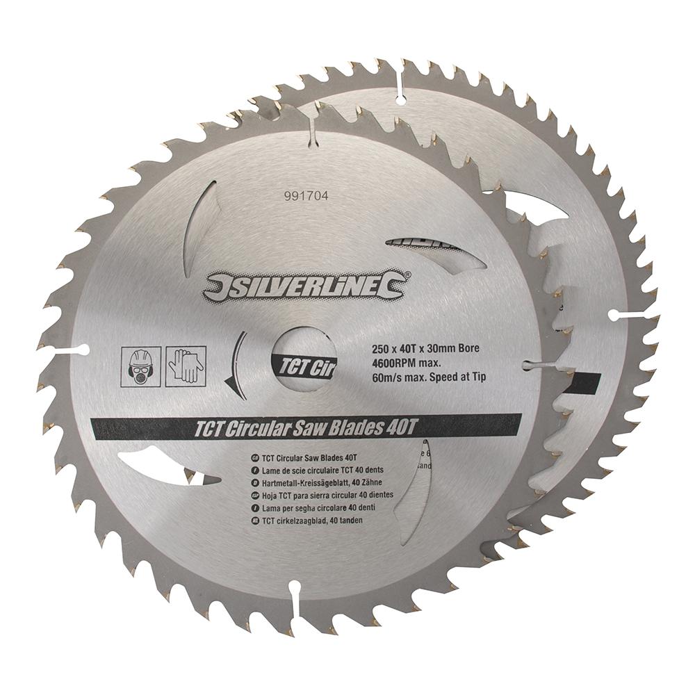 991704 2 Lame Circolari Tct 40 E 60 Denti 250 X 30 - Anelli Di Riduzione 20, 25, 16 Mm - Foto 1