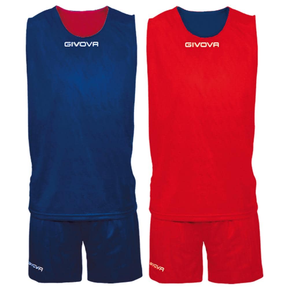Kit Double - Completino Da Basket Reversibile Di Maglia Smanicata E Pantaloncino Di Colore Blu / rosso Taglia M - Foto 1