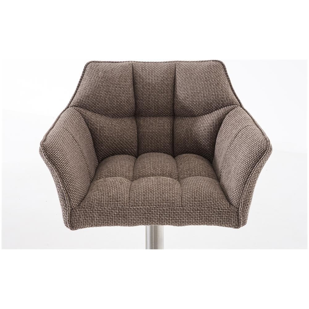 Sgabello Alto Bar Damaso I Sgabello Design Cucina Trapuntato in Tessuto con Braccioli E Schienale Imbottiti l Sedia Sgabello Bar Pub con Poggiapiedi Marrone Terra Acciaio Inox - Foto 5