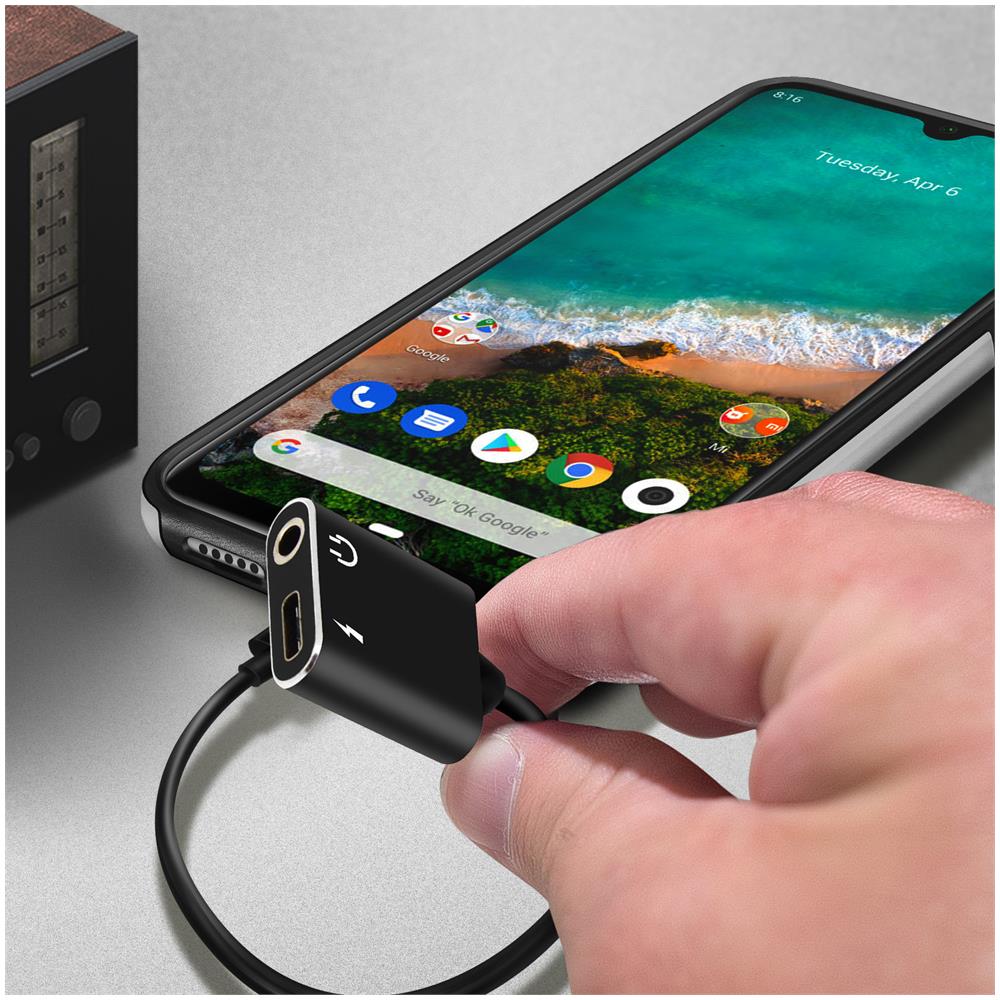 Adattatore Audio Carica Da Usb Tipo C A Usb-c E Jack 3,5 Mm Femmina Nero - Foto 2