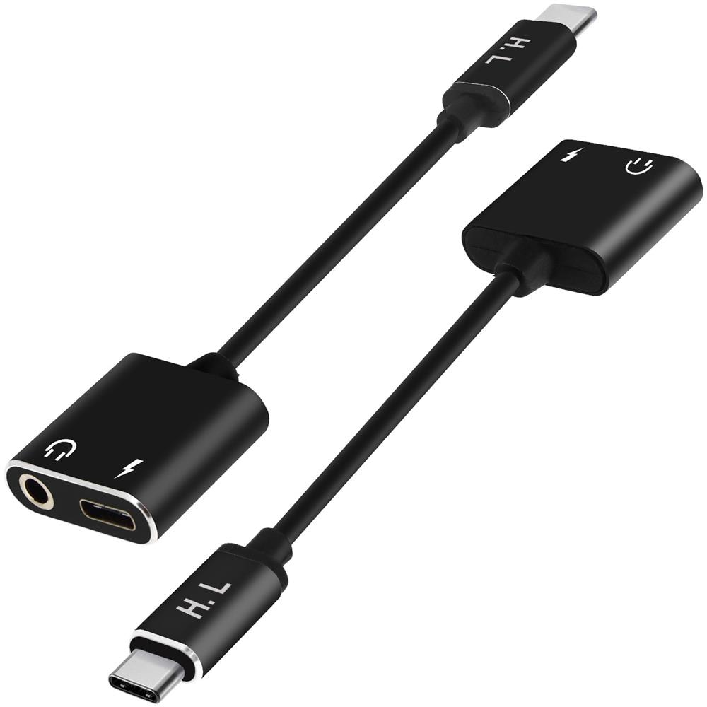Adattatore Audio Carica Da Usb Tipo C A Usb-c E Jack 3,5 Mm Femmina Nero - Foto 1