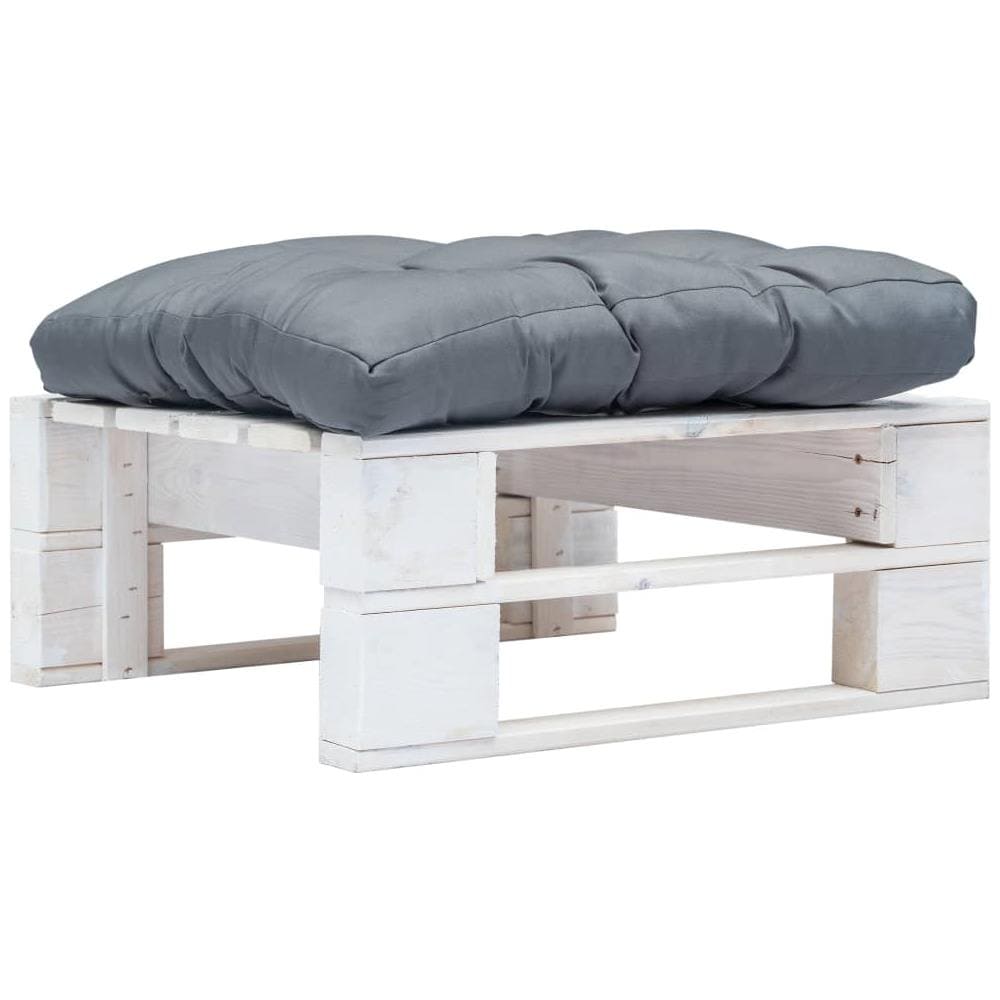Divano Da Giardino A Pallet Con Cuscino Grigio Legno Bianco - Foto 1