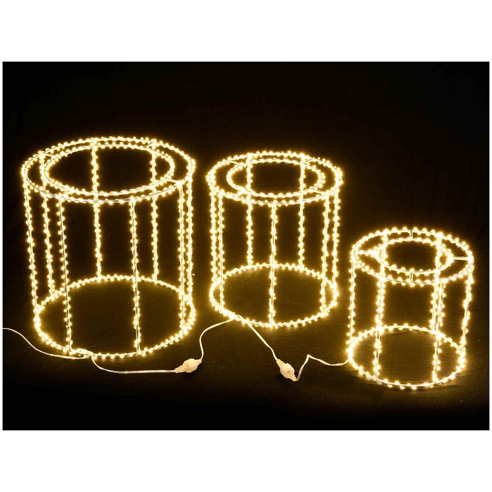 Cilindri Led Luminosi Decorazione Luminosa Per Il Natale Set Da Tre Pezzi Per Casa E Negozi - Foto 1