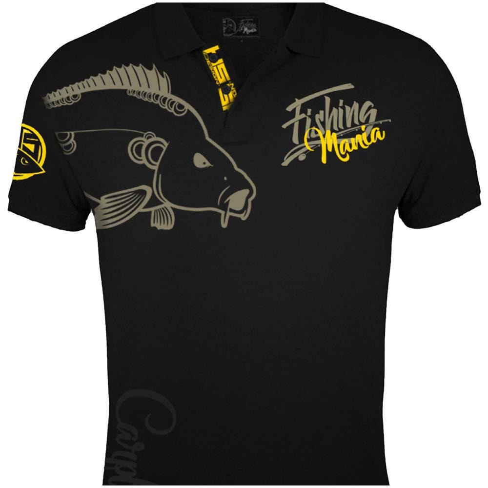 Polo Pesca Mania Carpfishing, M, Nero E Giallo, Camicia Di Pescatori Di Carpe Polo 010200302 - Foto 6
