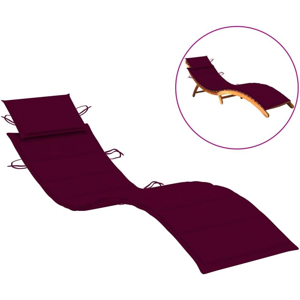 Cuscino per Lettino Prendisole Rosso Vino 186x58x3 cm - Foto 1