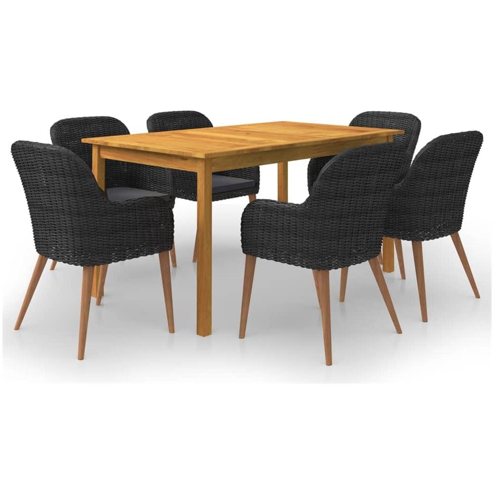 Set Mobili da Pranzo per Giardino 7 pz Nero - Foto 1
