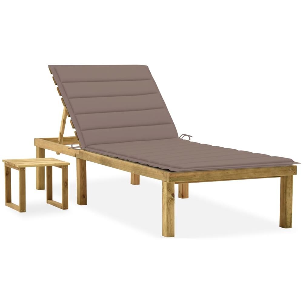 Lettino da Giardino con Tavolino Cuscino Legno Pino Impregnato - Foto 1