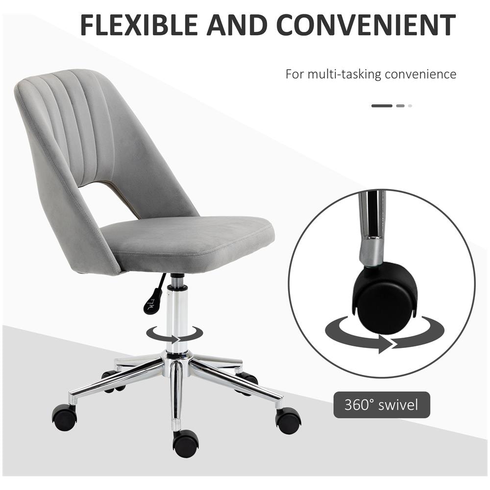 Sedia Da Ufficio Imbottita Ergonomica Girevole E Altezza Regolabile - Grigio - Foto 8