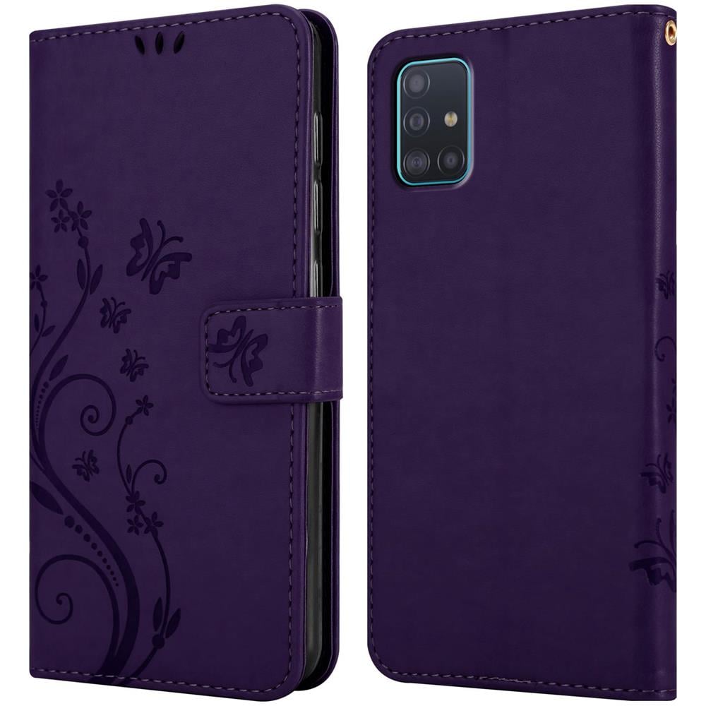 Cadorabo Custodia Compatibile Con Samsung Galaxy A51 5g In Lilla Scuro Fiore - Coperchio Protettivo In Design Floreale Con Chiusura Magnetica, Funzione Stand E Slot Per Carte - Foto 8