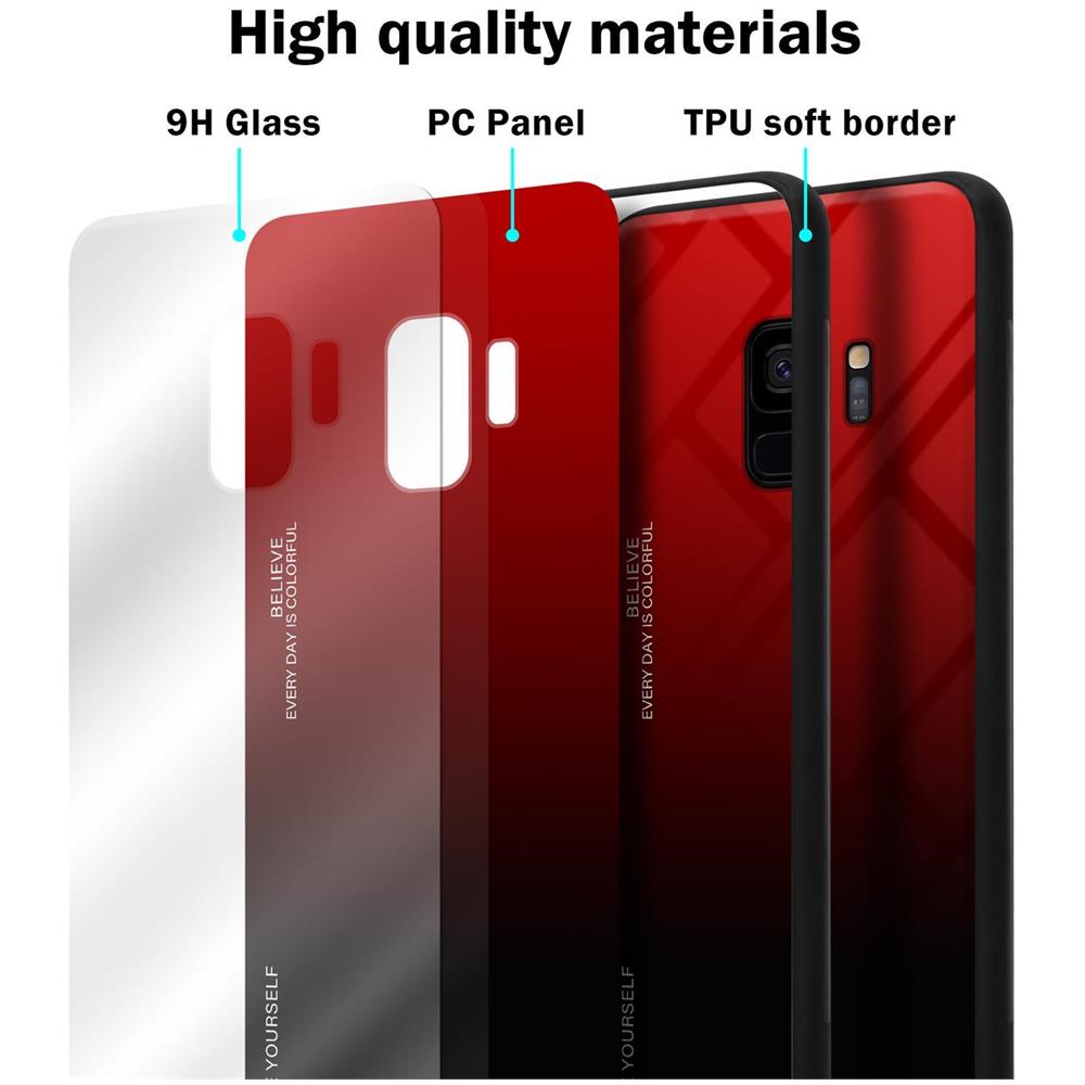 Cadorabo Custodia Compatibile Con Samsung Galaxy S9 In Rosso - Nero - Coperchio Protettivo Bicolore In Vetro Temperato E Silicone Tpu - Foto 7