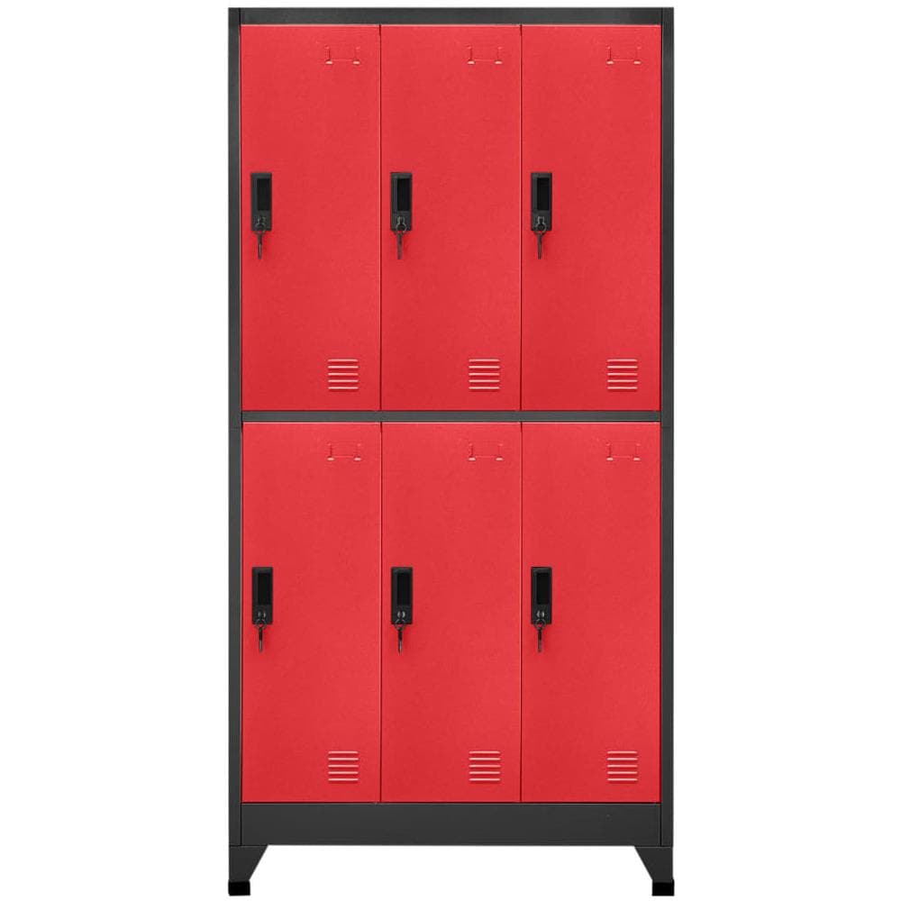 Armadietto con Serratura Antracite e Rosso 90x45x180cm Acciaio - Foto 2