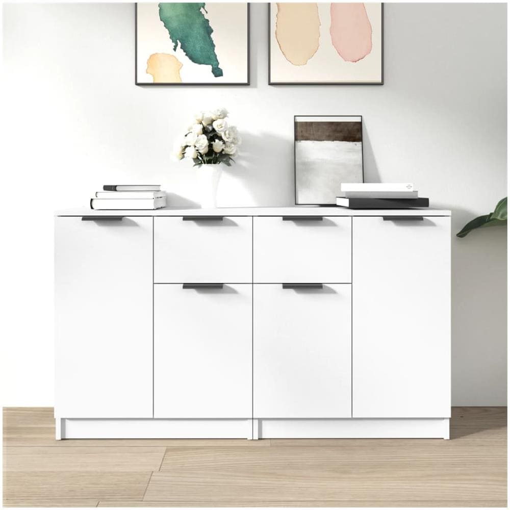 Credenze 2 Pz Bianche 60x30x70 Cm In Legno Multistrato - Foto 1