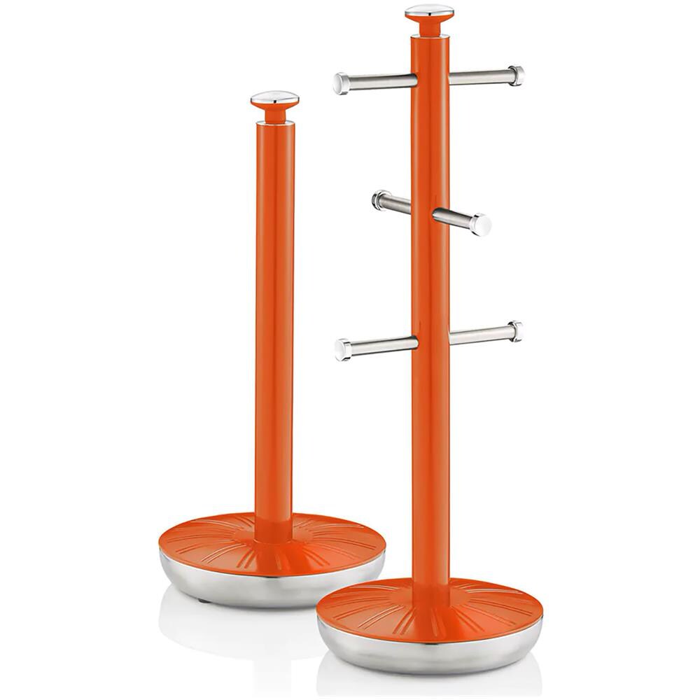 Swka1054on Retro Set Di Portarotolo Da Cucina + Portatazze Supporto Per 6 Tazze Di Caffè Arancione - Foto 1