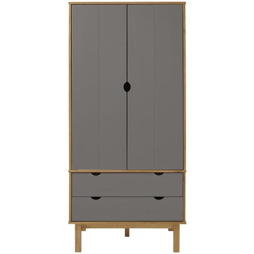Armadio Marrone E Grigio 76,5x53x172 Cm Legno Massello Di Pino - Foto 3