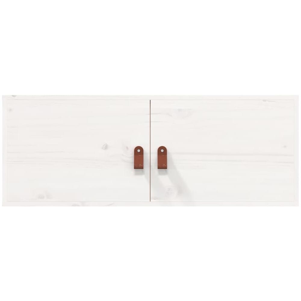 Pensili 2 Pz Bianchi 80x30x30 Cm In Legno Massello Di Pino - Foto 2