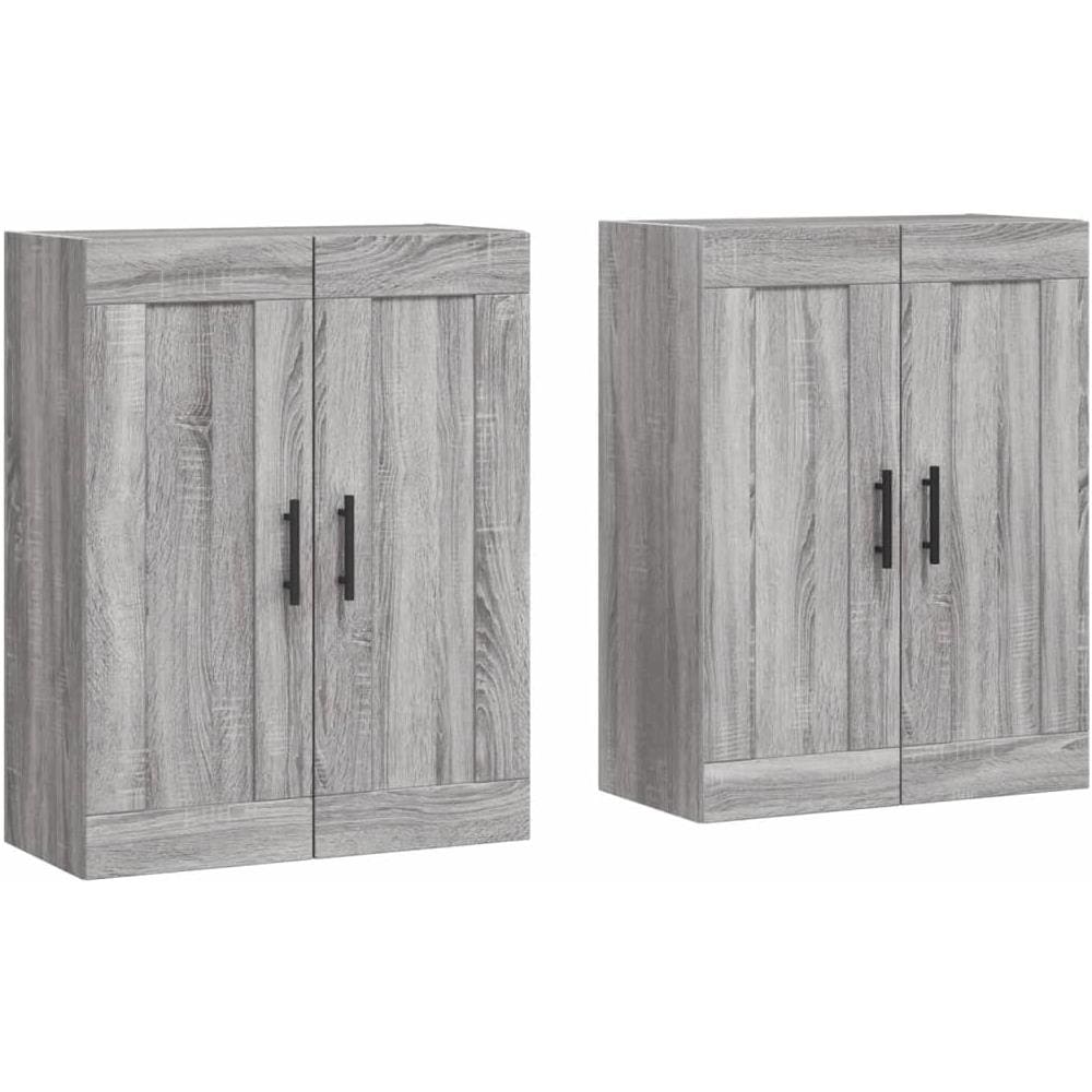 Armadietti A Parete 2 Pz Grigio Sonoma In Legno Multistrato - Foto 1