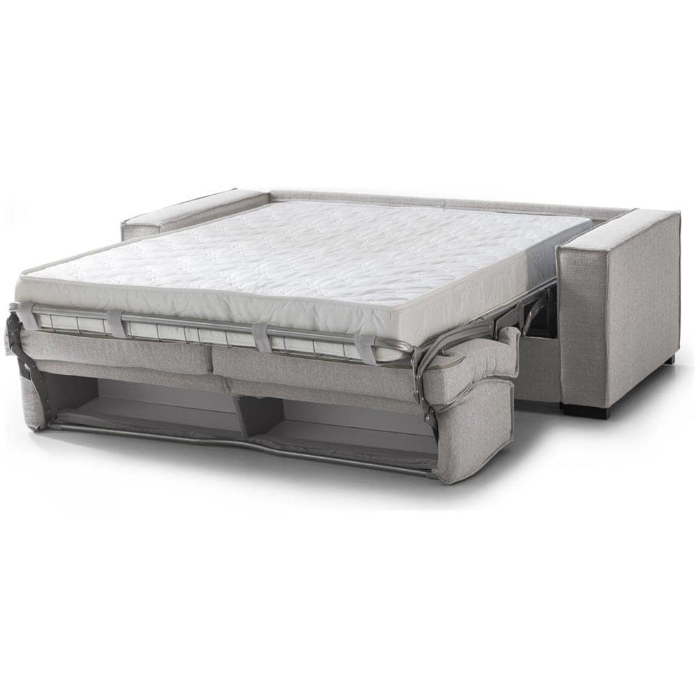 Divano Letto Achiropita, Divano A 2 Posti Large, 100% Made In Italy, Sofà Soggiorno Con Apertura Girevole, In Tessuto Imbottito, Con Braccioli Slim, Cm 180x95h90, Grigio - Foto 4