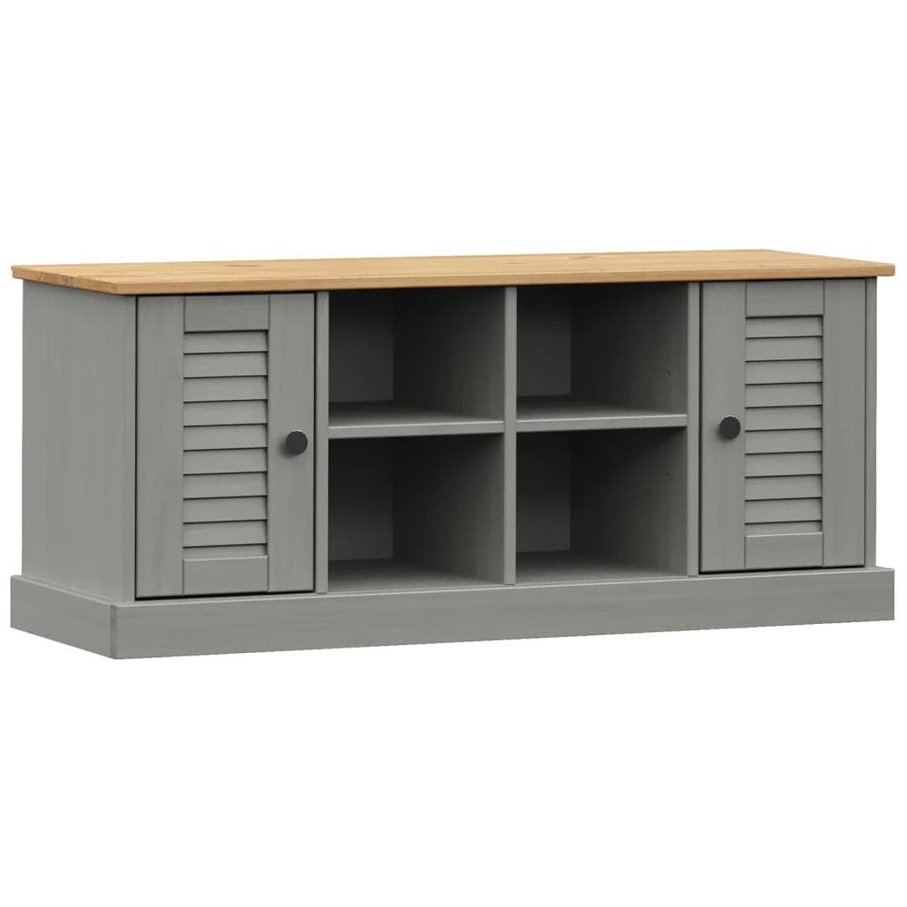 Panca Porta Scarpe Vigo 106x35x40 Cm Legno Massello Pino Grigio - Foto 2