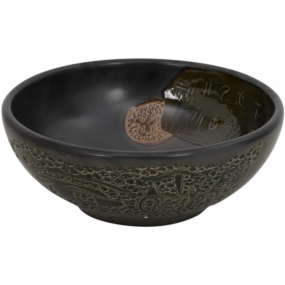 Lavabo Da Appoggio Nero Rotondo F41x14 Cm Ceramica - Foto 3