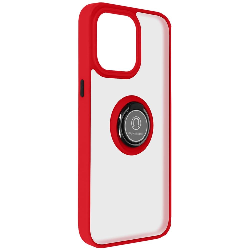 Cover Per Iphone 15 Pro Max Anello Metallico Supporto Serie Ringrip Bordo Rosso - Foto 2