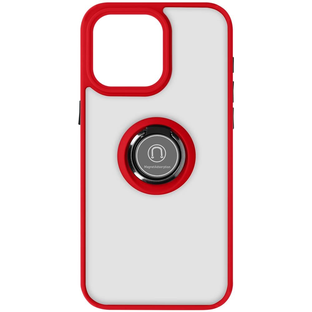 Cover Per Iphone 15 Pro Max Anello Metallico Supporto Serie Ringrip Bordo Rosso - Foto 1