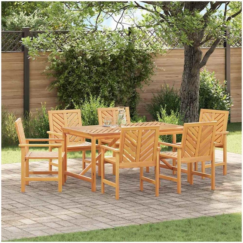 Set da Pranzo per Giardino 7 pcs Marrone 150 x 90 x 74 cm - Foto 1