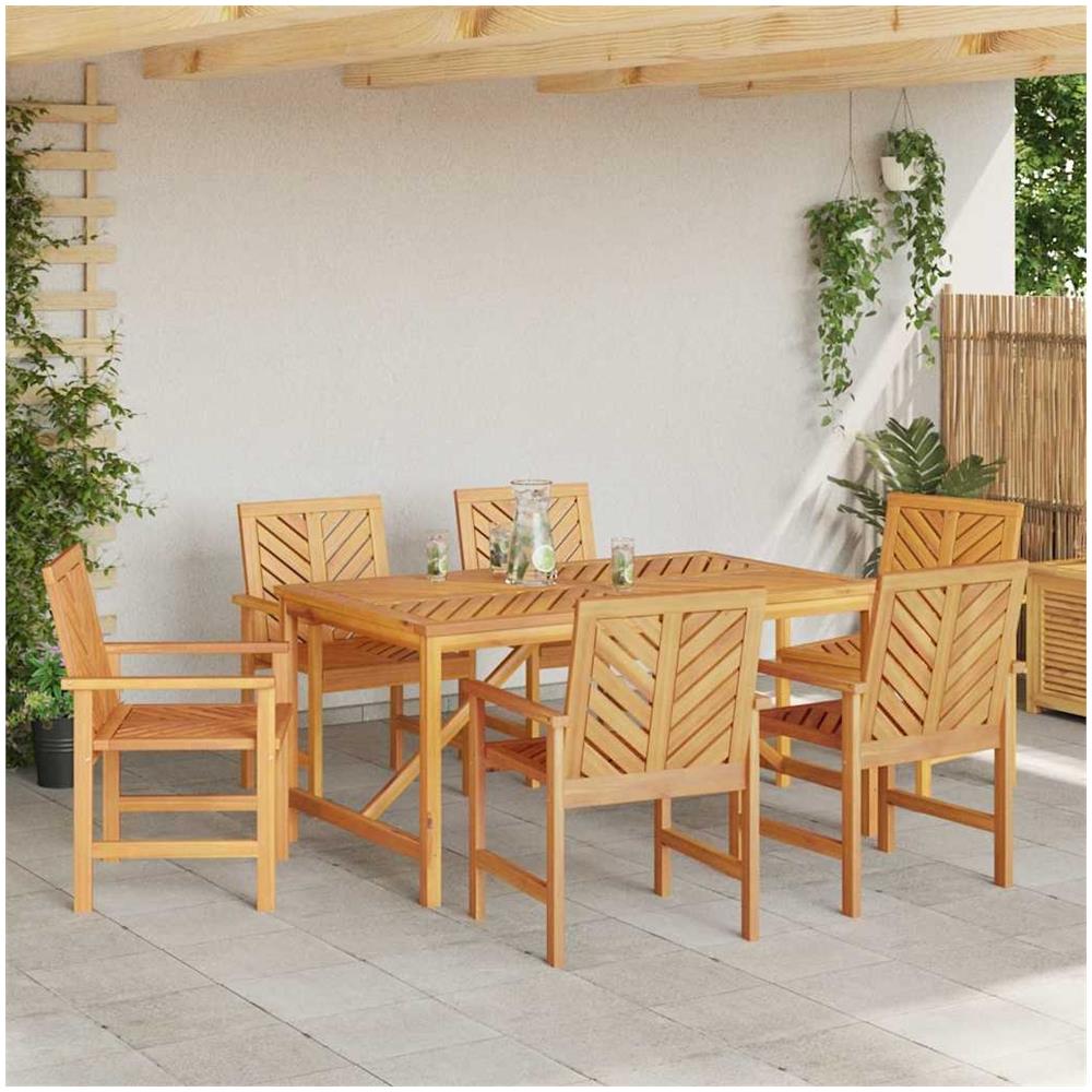 Set da Pranzo per Giardino 7 pcs Marrone 150 x 90 x 74 cm - Foto 2