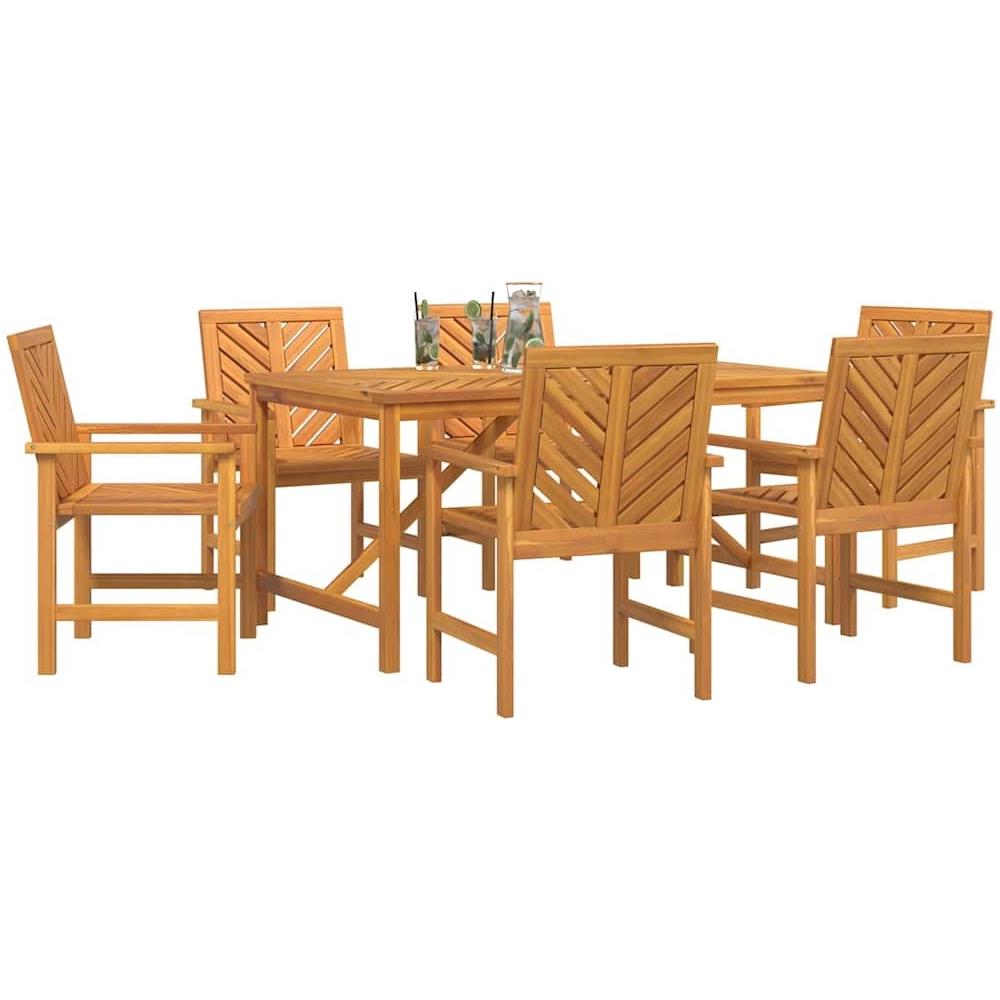 Set da Pranzo per Giardino 7 pcs Marrone 150 x 90 x 74 cm - Foto 9