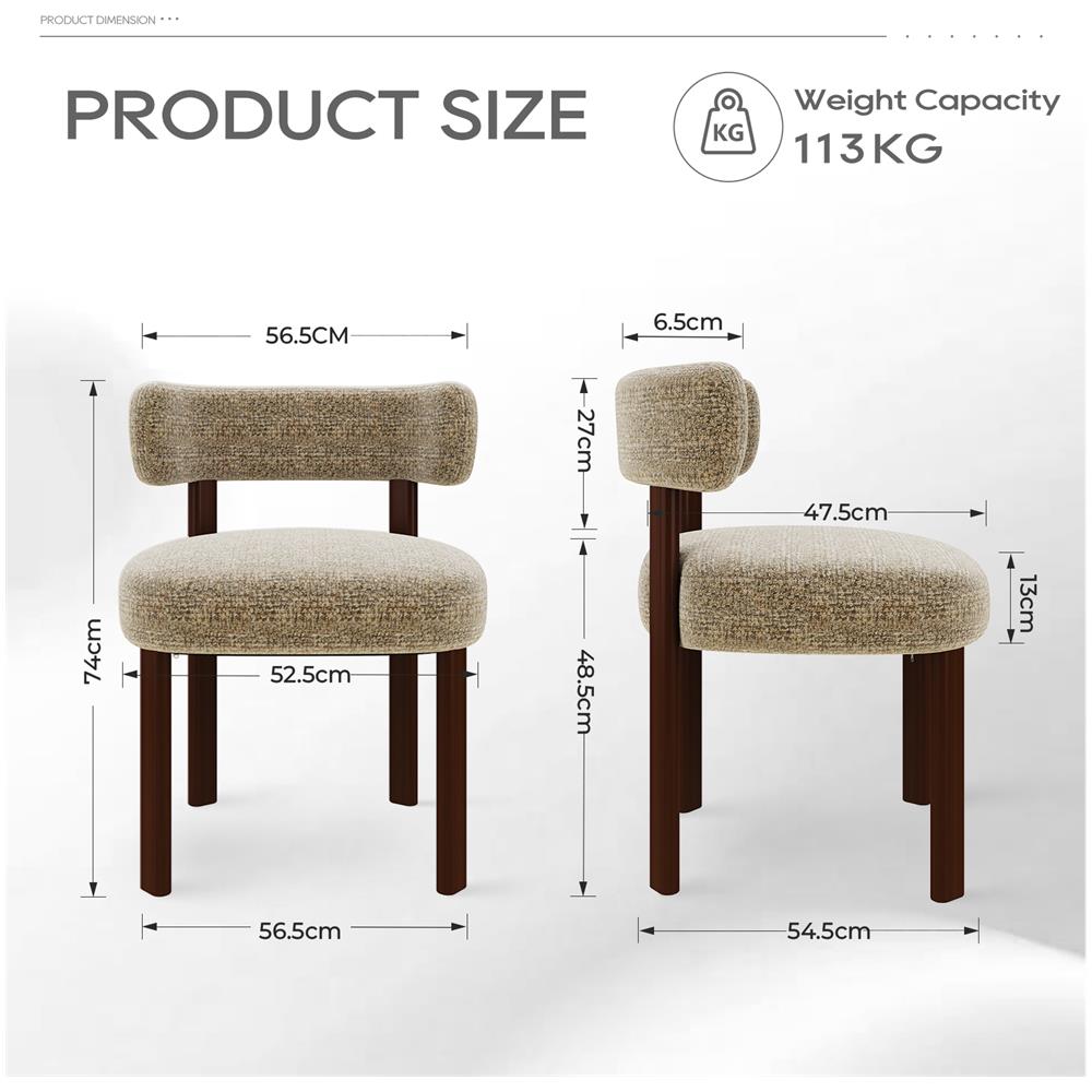 Set Da 2 Sedie Da Pranzo In Legno Massello, Design Pulito E Caldo, Per Sala Da Pranzo O Cucina, Colore Marrone - Foto 2