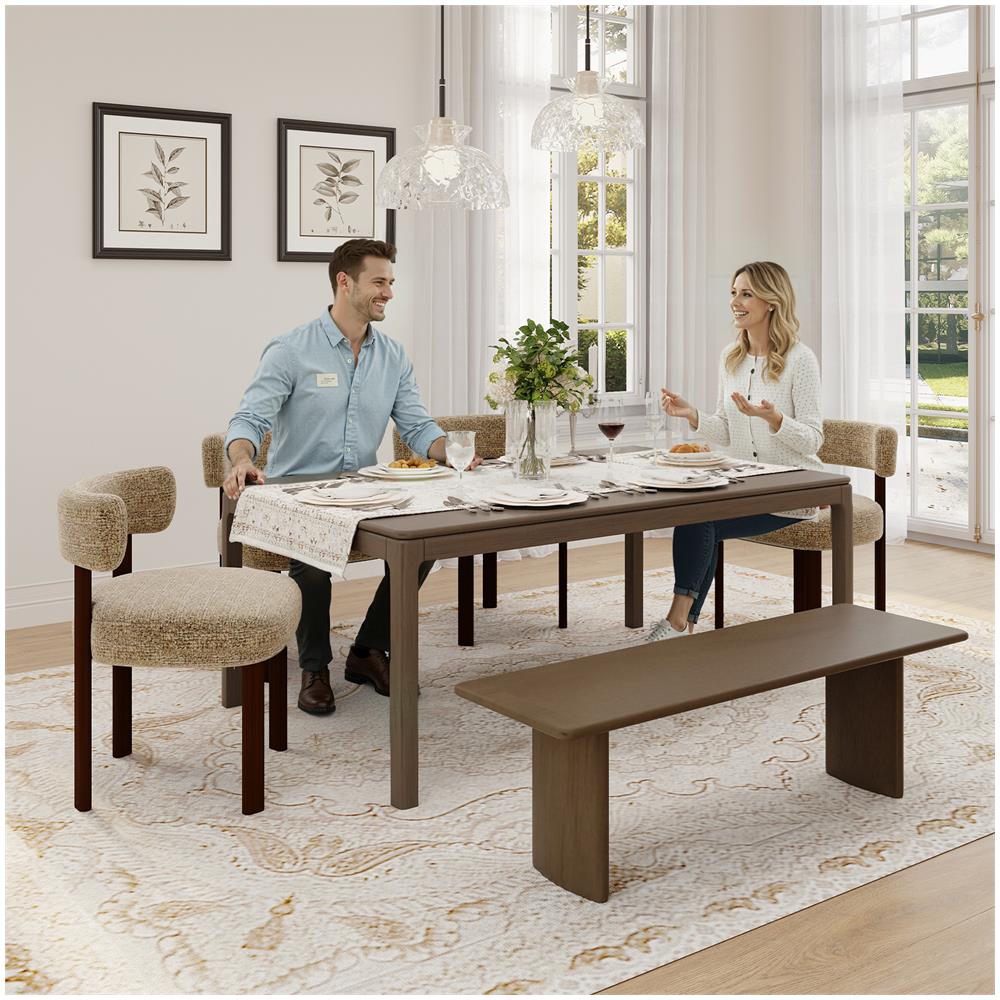 Set Da 2 Sedie Da Pranzo In Legno Massello, Design Pulito E Caldo, Per Sala Da Pranzo O Cucina, Colore Marrone - Foto 8