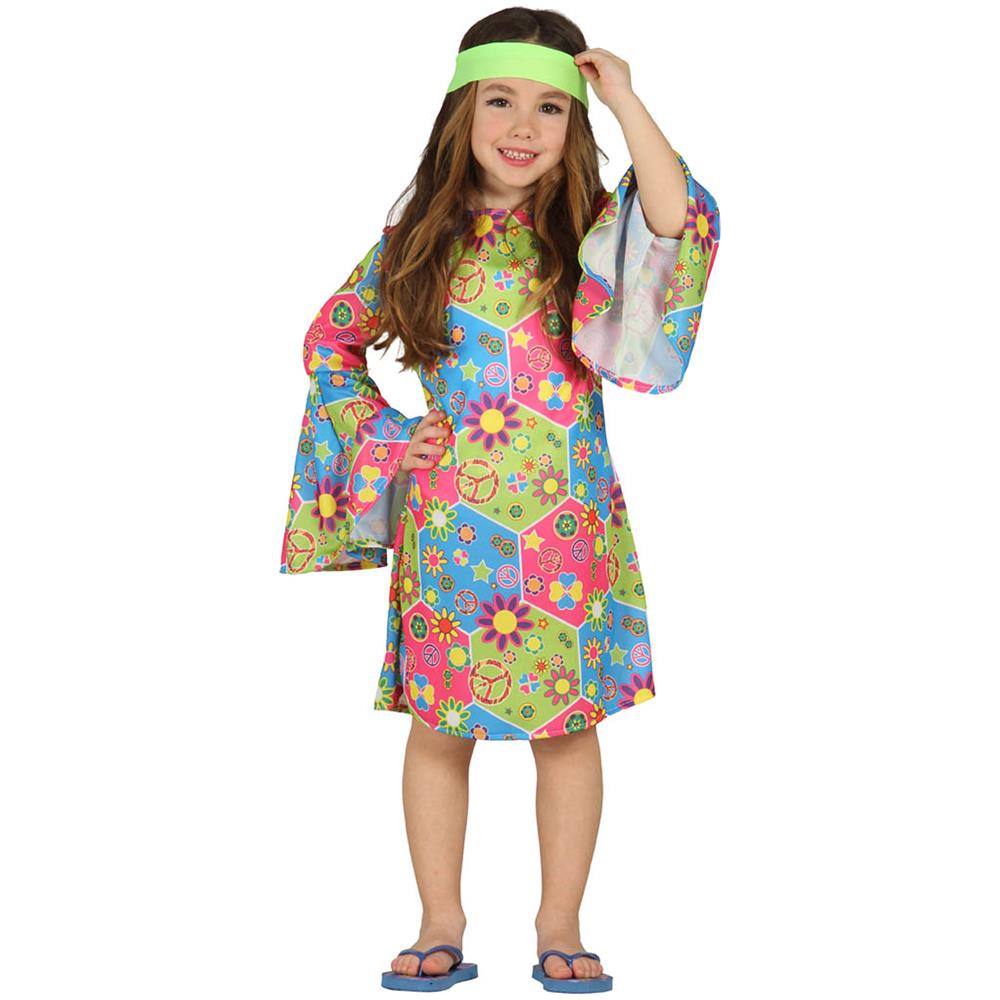 Costume Da Hippie - Figlia Dei Fiori - Bambine Di 10/12 Anni Alti 140/158 Cm - Foto 2
