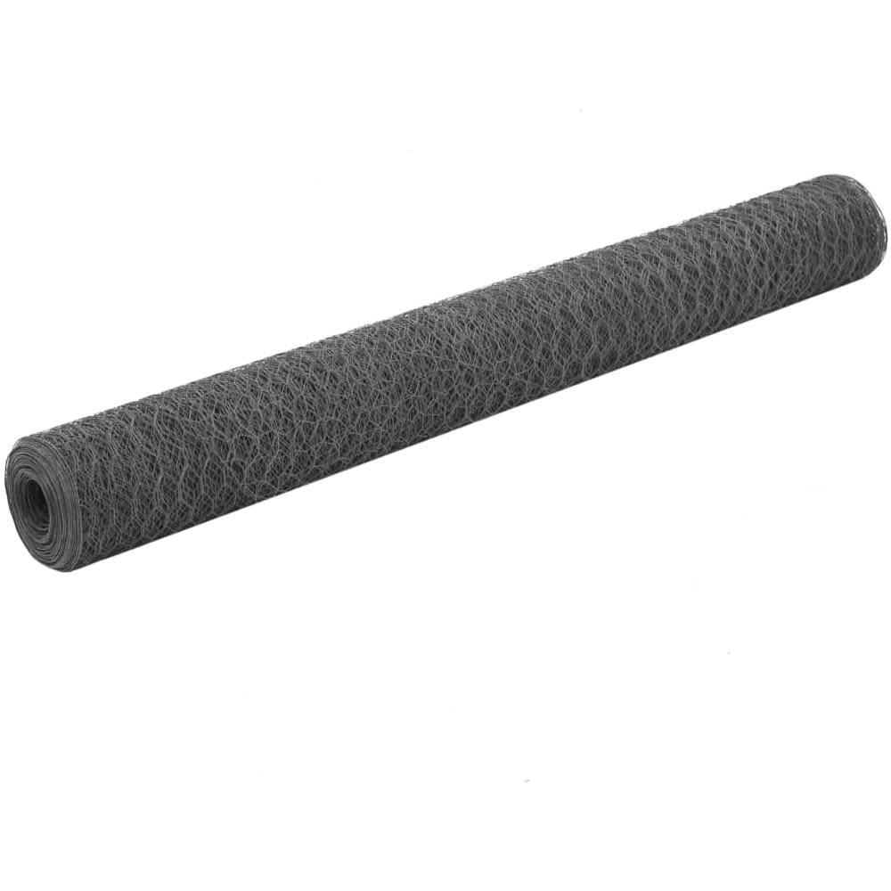 Rete D'acciaio Rivestimento Pvc 25x1,2m Trama Esagonale Grigio - Foto 1