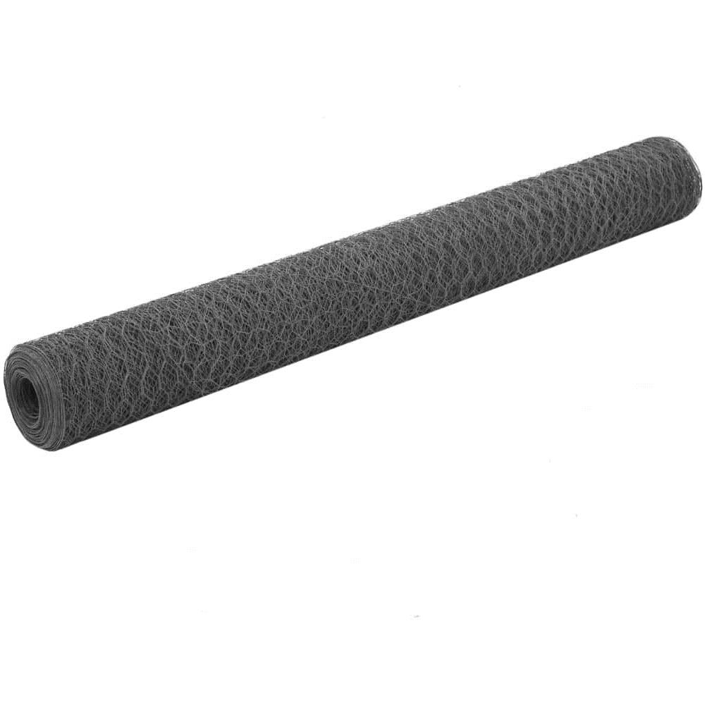 Rete D'acciaio Rivestimento Pvc 25x1,2m Trama Esagonale Grigio - Foto 2