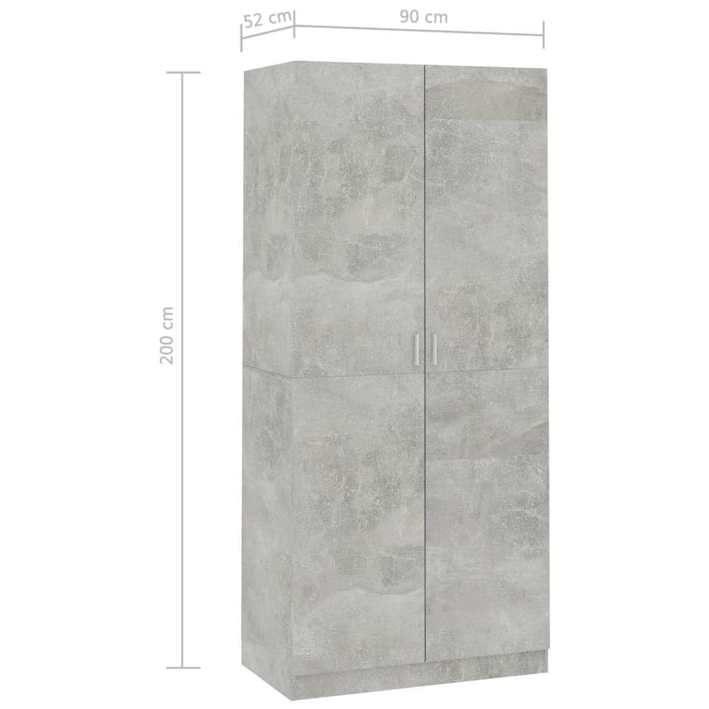 Armadio Grigio Cemento 90x52x200 cm in Legno Multistrato - Foto 8