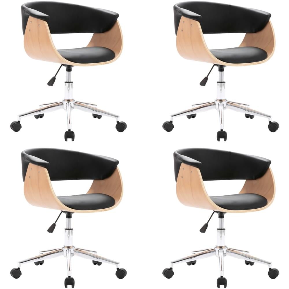 Sedie Da Pranzo Girevoli 4 Pz Nere In Similpelle - Foto 2