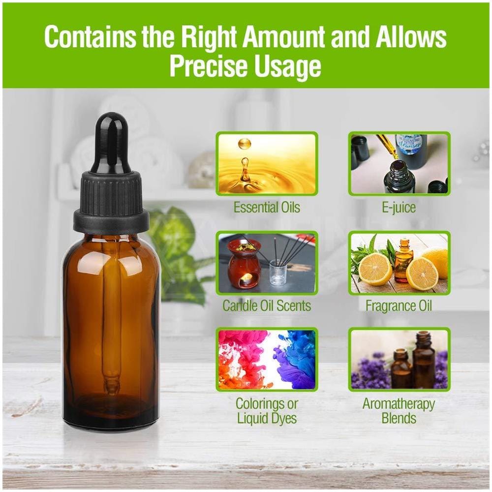 Bottiglia Hyber Cara Ambra Vetro Con Pipetta 6 X 10ml Dropper Bottiglie Riutilizzabili Per Le Miscele Di Olio Essenziale Aromatherapy - Foto 2