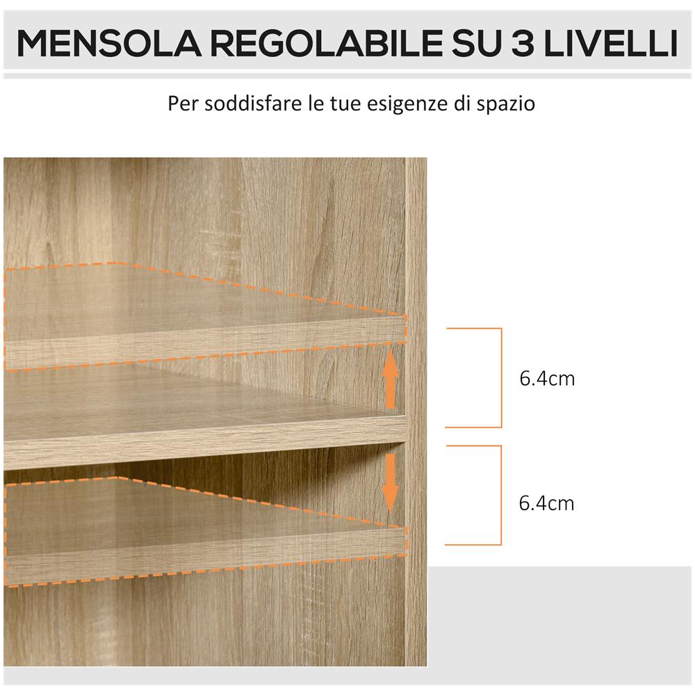 Mobile Porta Stampante, Mobile Ufficio, Mobiletto Basso, Mobile Multiuso Con 4 Ruote, Rovere, 80x40x72cm - Foto 8